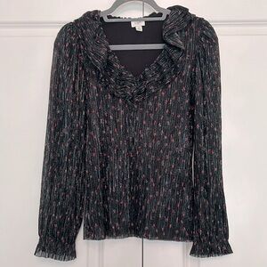 J-Crew Shimmering Black floral Top✨NWOT✨